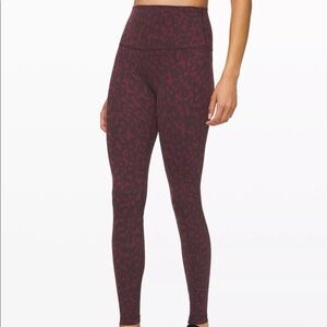 Lululemon high rise align leggings 28” red/burgundy cheetah/animal print size 4